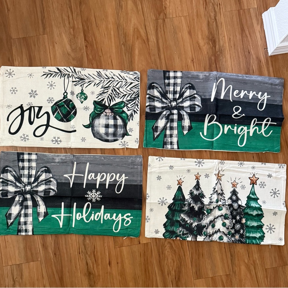 ~NWT Set of 4 Christmas Pillow Covers 12 X 20~